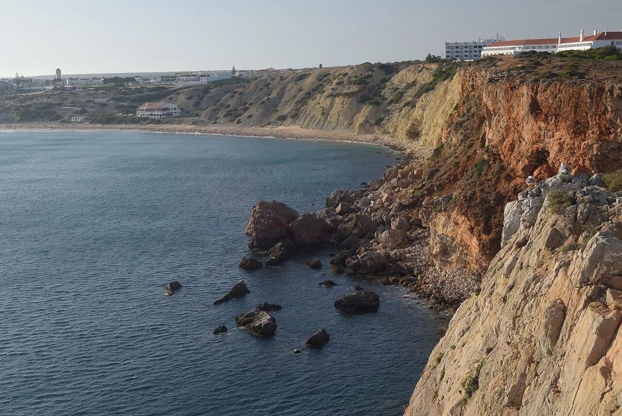 Rugged cliffs dropping into the sea at Ponta da Atalaia in Sagres.