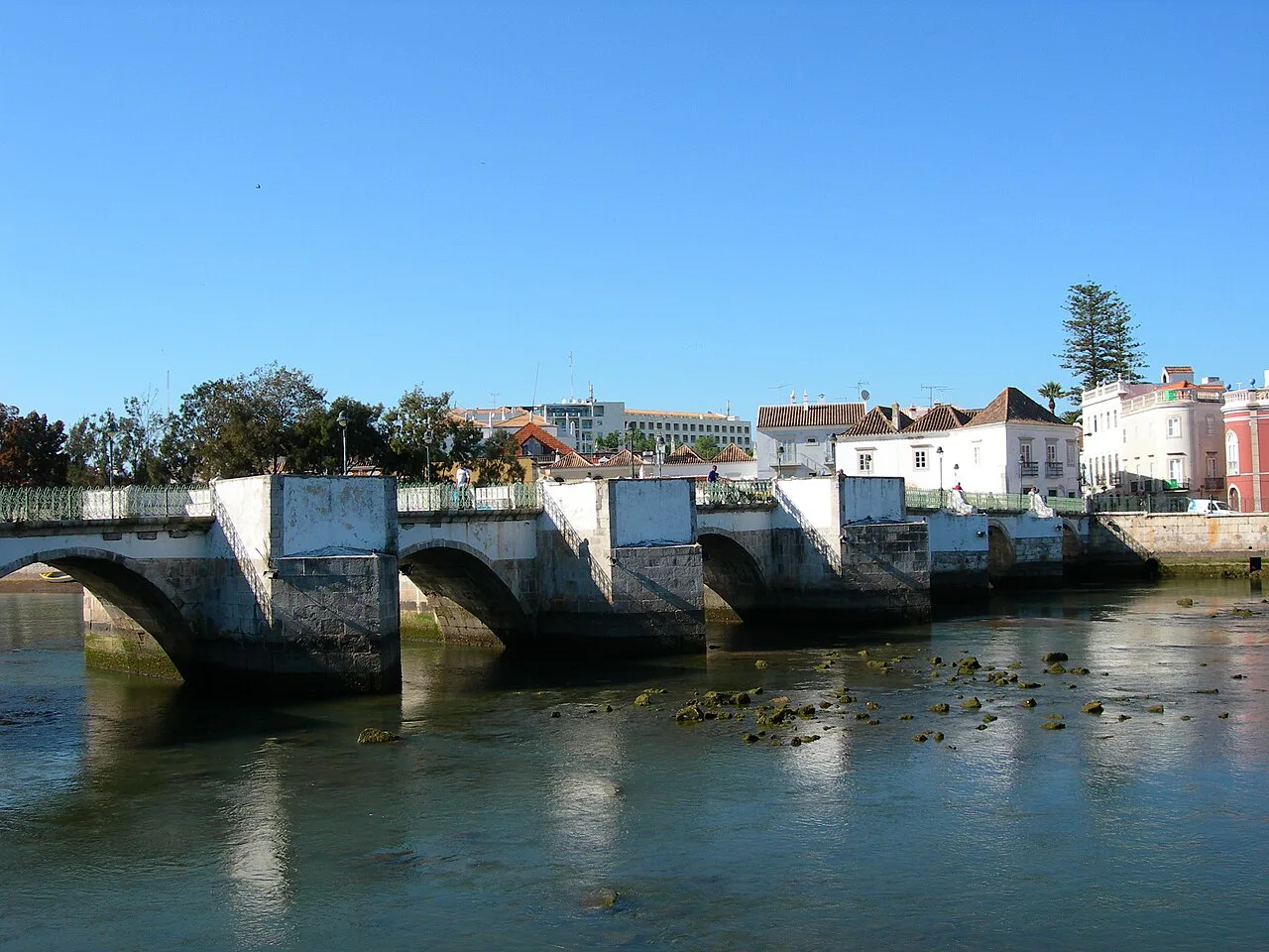 The Ponte Antiga crossing the River Gilão in Tavira.