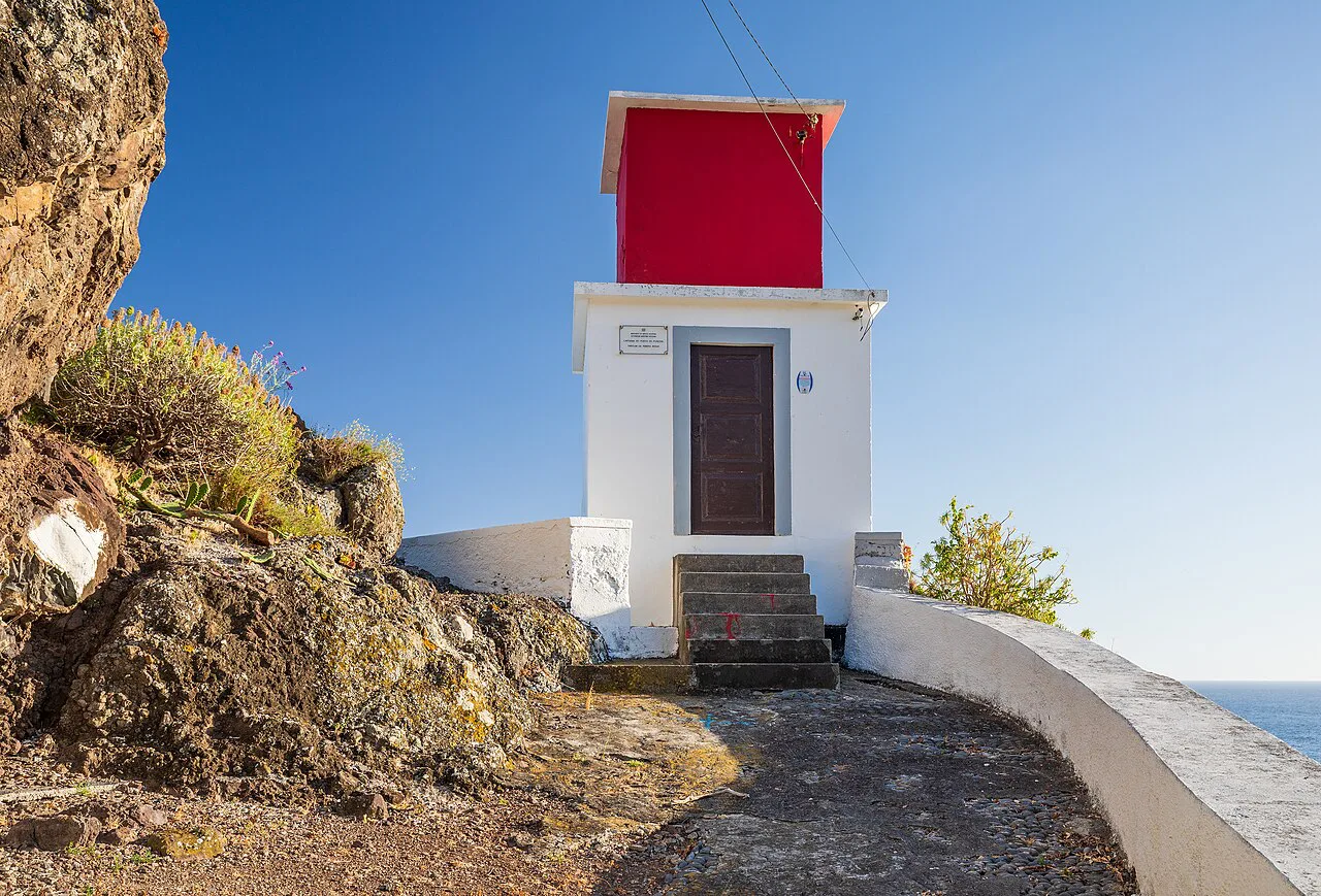 The small Farol da Ribeira Brava lighthouse in Ribeira Brava, Madeira.