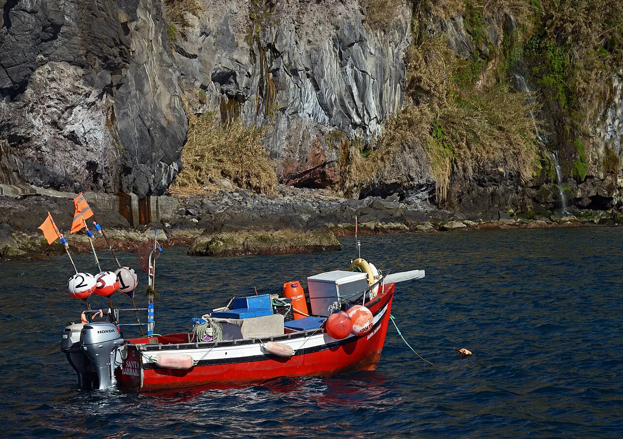 A fishing boat near Ribeira Brava in Madeira.