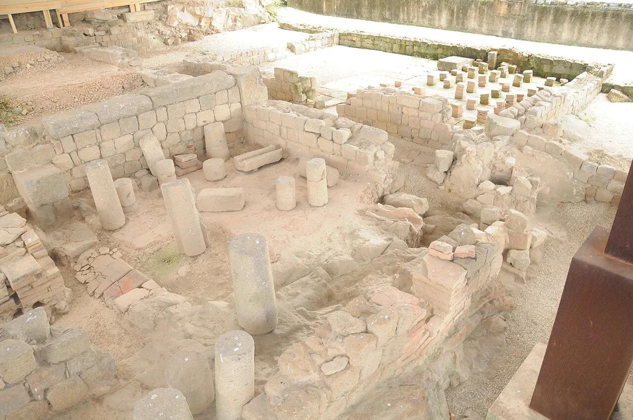 Excavated remains of the Roman baths of Alto da Cividade in Braga.