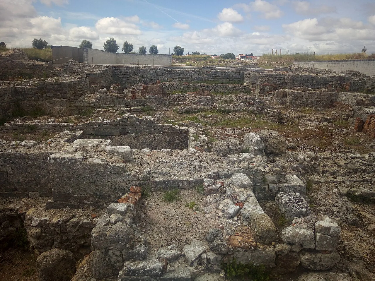 Excavated house foundations at the Roman city of Conímbriga near Condeixa-a-Nova.