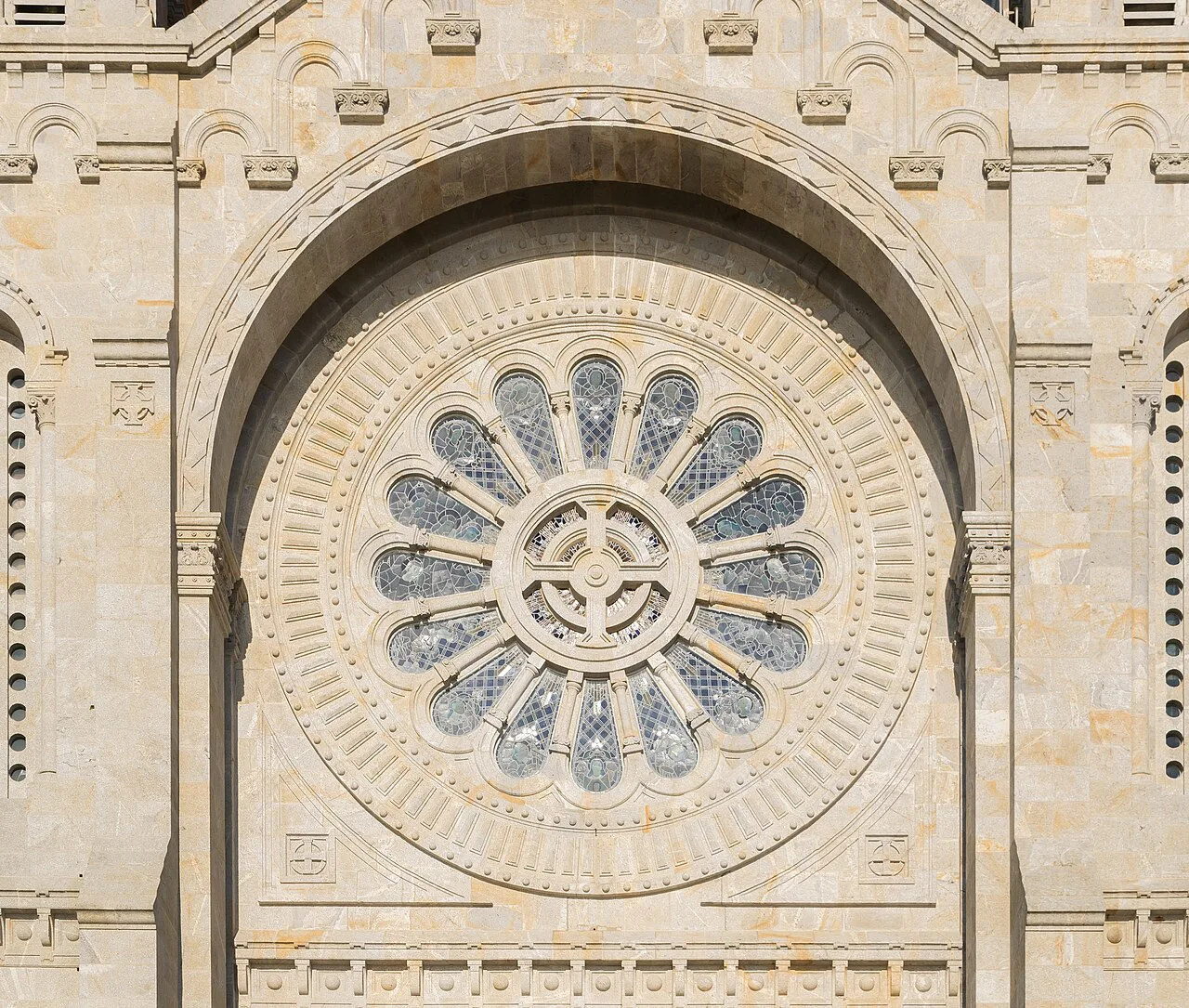 The rose window of the Santuário de Santa Luzia in Viana do Castelo.