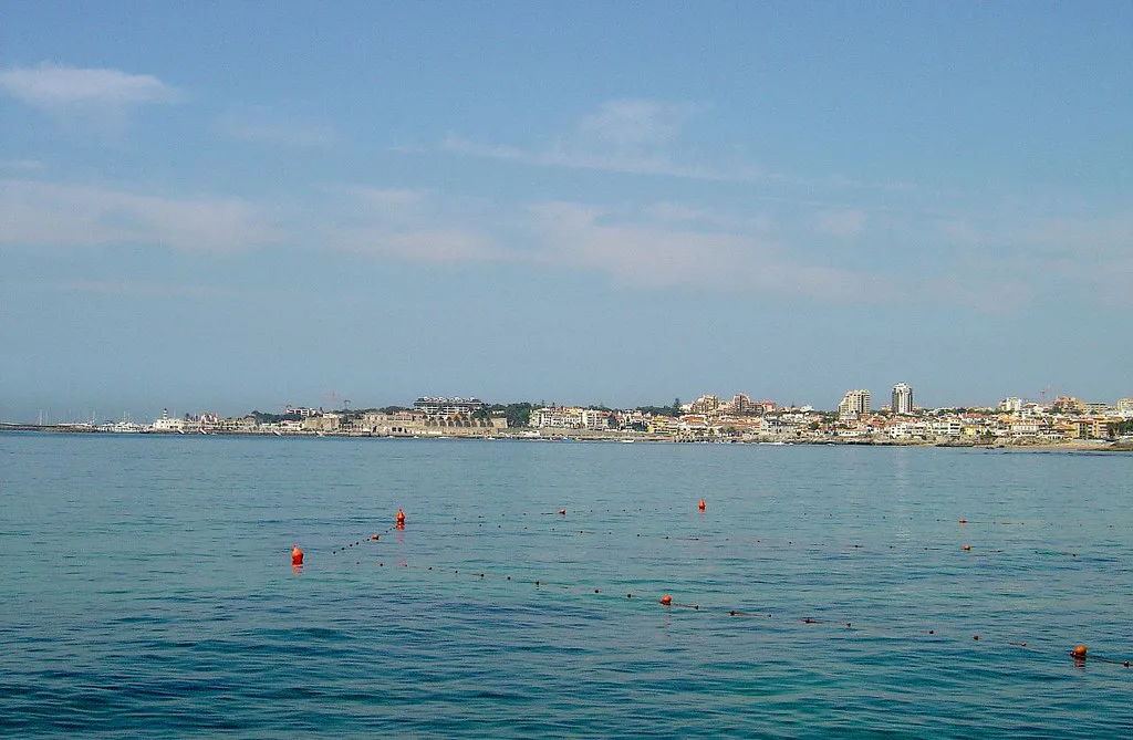 The Cascais and Estoril coastline seen from the sea.