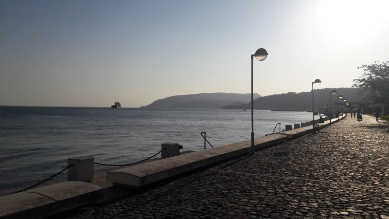 The waterfront promenade at the port of Setúbal.