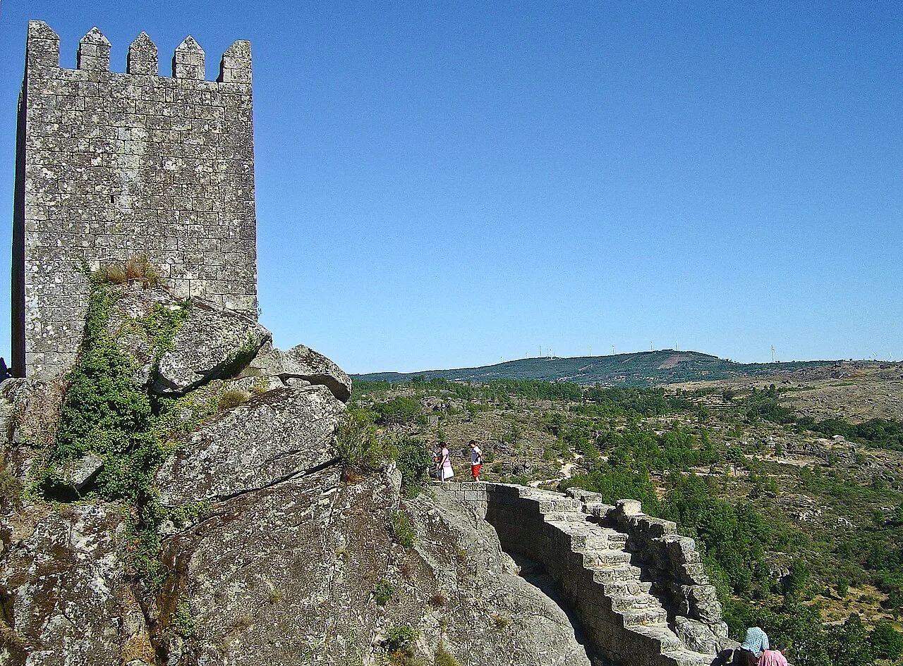 The tower of Sortelha Castle on its granite outcrop.