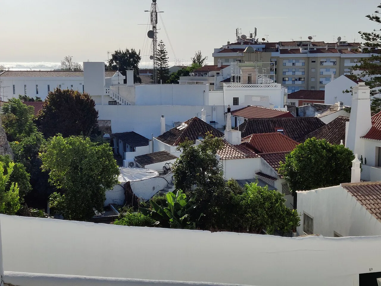 View over the rooftops of whitewashed houses in Tavira.