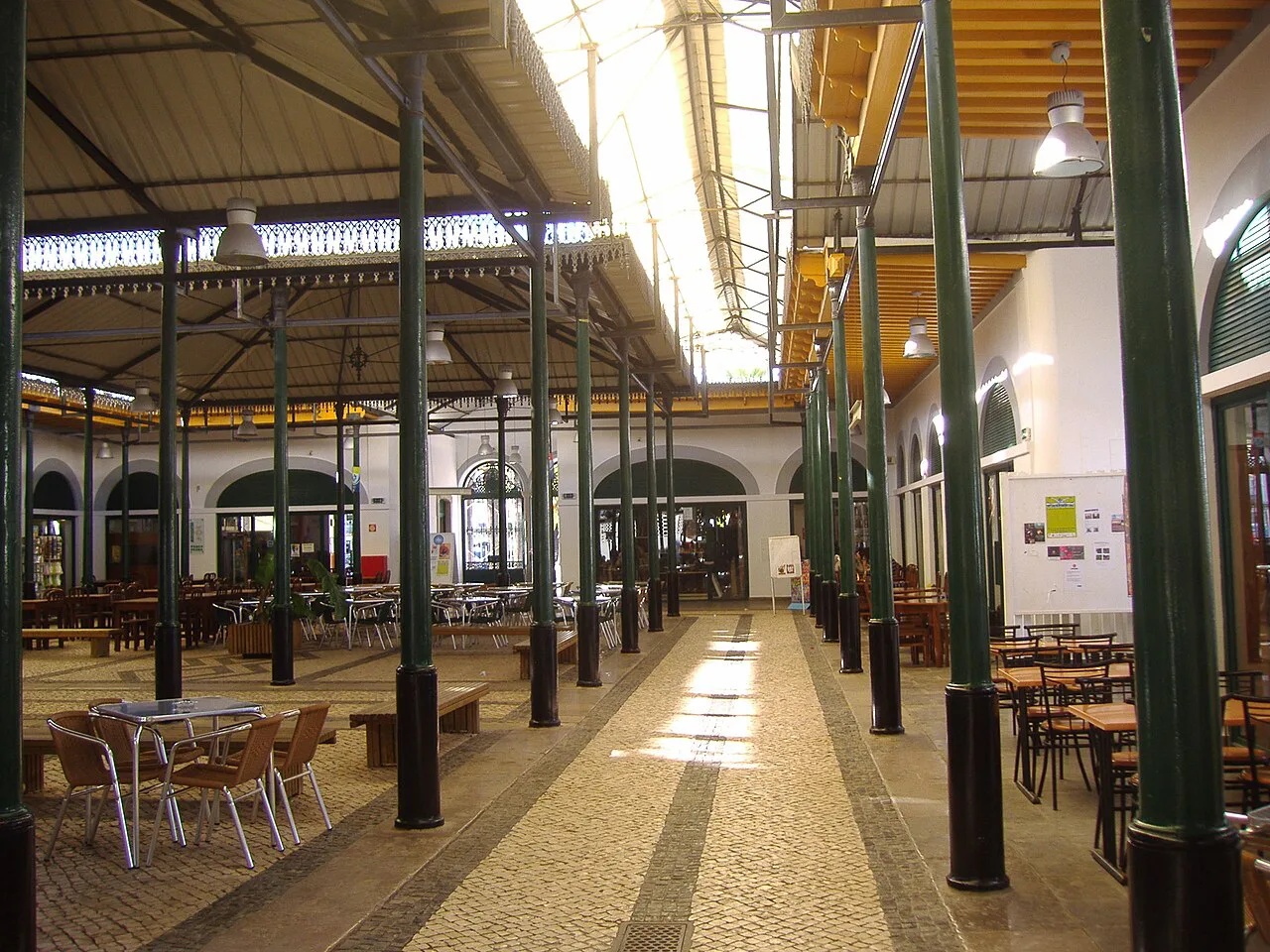 Inside Tavira's old municipal market, now used for eating, drinking and shopping.