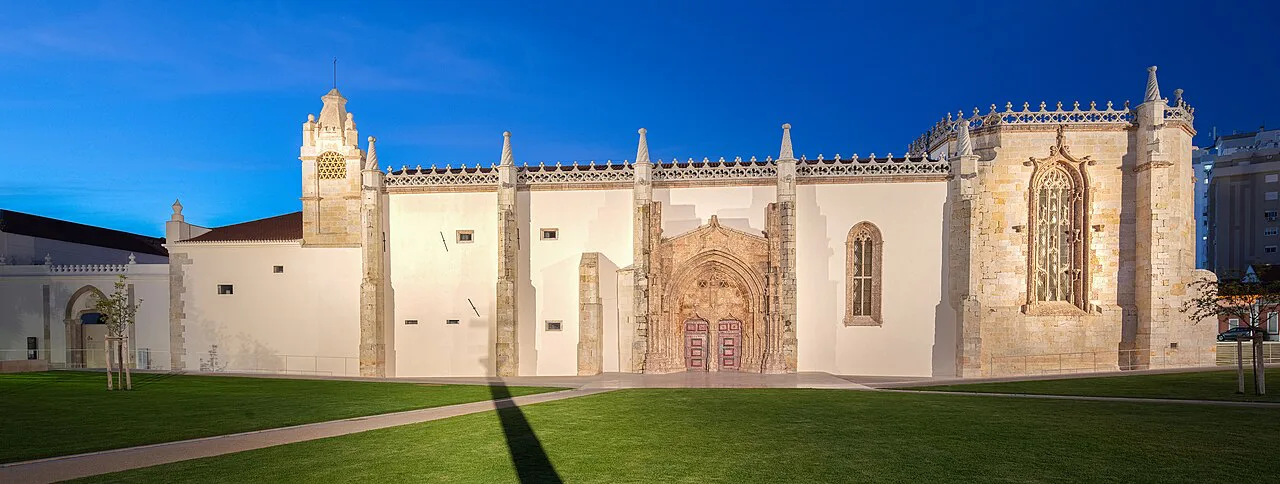 The Monastery of Jesus in Setúbal lit by evening sun.